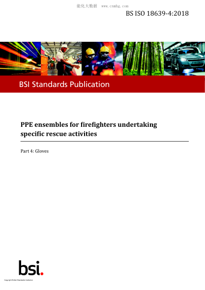BS ISO 18639-4-2018 PPE ensembles for firefighters undertaking specific rescue activities. Gloves