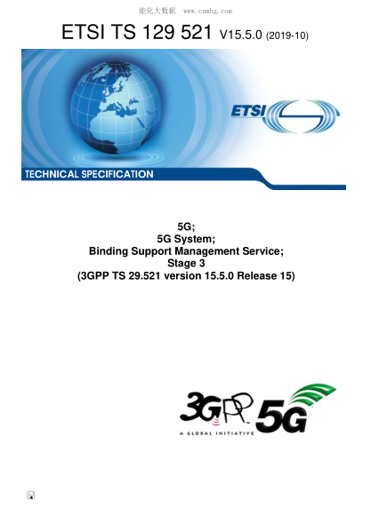ETSI TS 129 521/3-2019 5G; 5G System; Binding Support Management Service; Stage 3 (3Gpp Ts 29.521 Version 15.5.0 Release 15)
