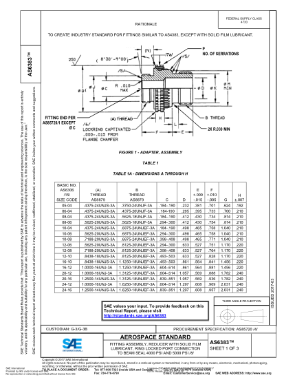SAE AS6383-2017 Grub Screw For Plunger Assembly (Edition 1;Formerly Ads As6383)
